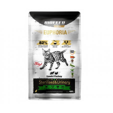 Biofeed EUPHORIA GF Cat Sterilised & Urinary Indyk & Jagnięcina 400g