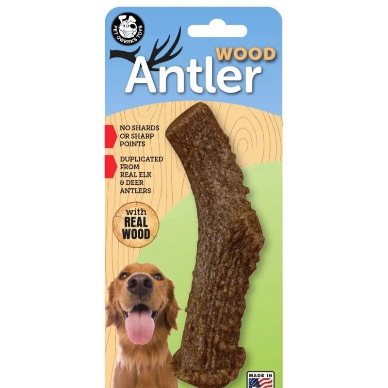 Pet Qwerks WOOD ANTLER – gryzak o aromacie wędzonego sera, rozmiar L