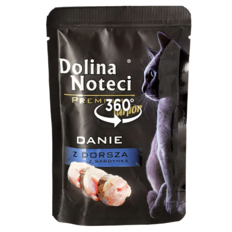 Mokra karma dla kota Dolina Noteci Premium Junior danie z dorsza z sardynką 85 g