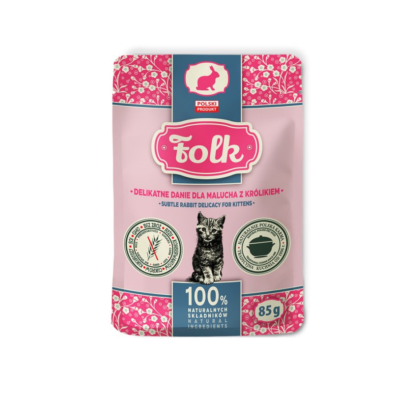 Karma mokra dla kota FOLK Kitten Delikatne danie dla malucha z królikiem saszetka 85 g