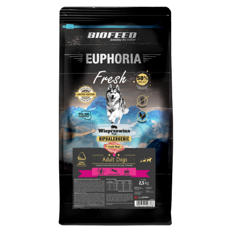 EUPHORIA Fresh Hypoallergenic Wieprzowina 2,5 kg – karma dla dorosłych psów-10137