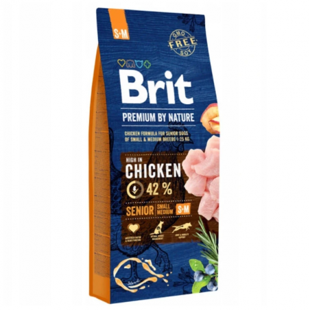 BRIT Premium by Nature Chicken Senior Small and Medium Breed 15 kg