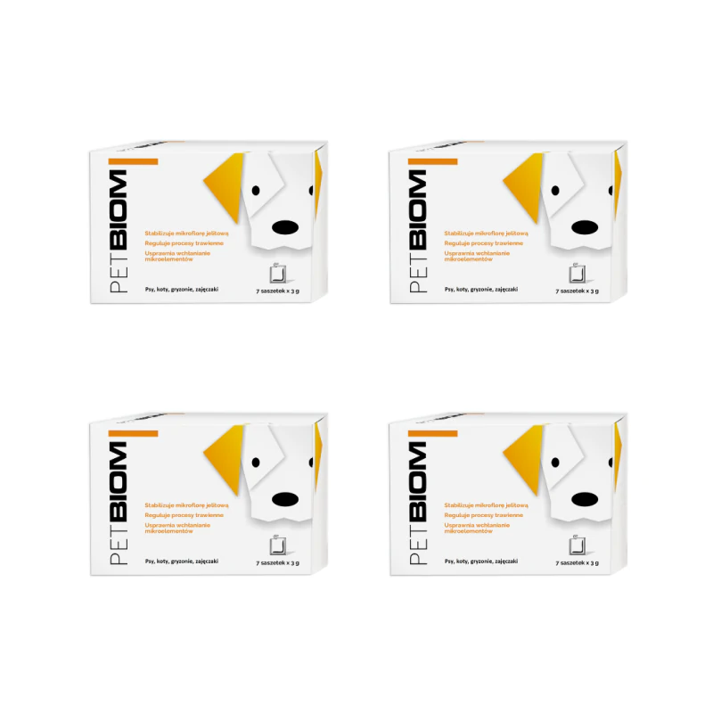 *4 OPAKOWANIA PETBIOM (21G) PROBIOTYK DLA PSA, KOTA