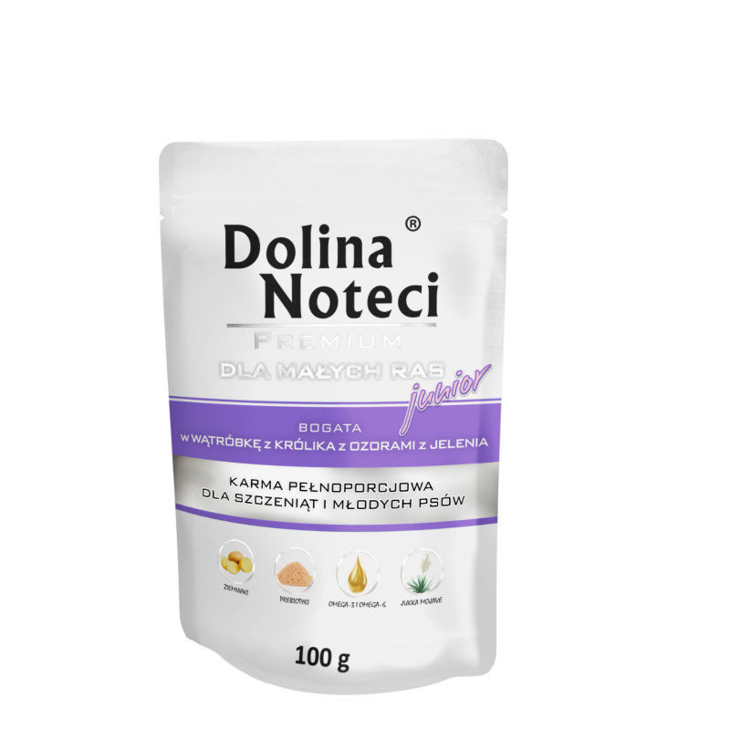 Dolina Noteci Premium Junior Bogata w Wątróbkę z Królika z Ozorami z Jelenia 100g