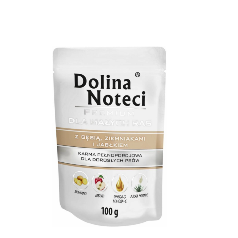 Dolina Noteci Premium Małe Rasy z Gęsią, Ziemniakami i Jabłkiem Saszetka 100g