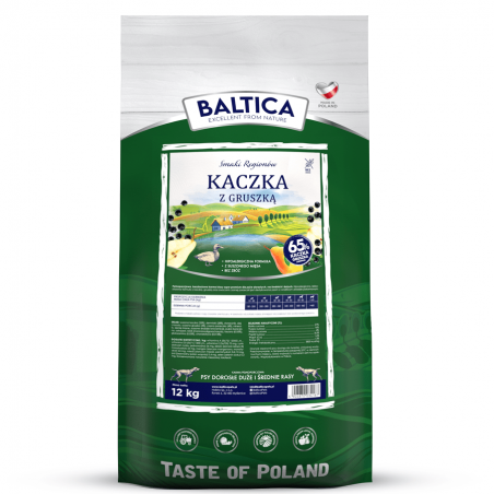 Baltica Kaczka Z Gruszką karma dla psów średnich dużych i olbrzymich ras 12 kg