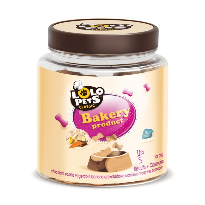 Lolo Pets Classic ciastka dla psa kości mix 210g - S