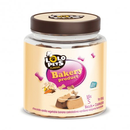 Lolo Pets Classic ciastka dla psa kości mix 210g - S