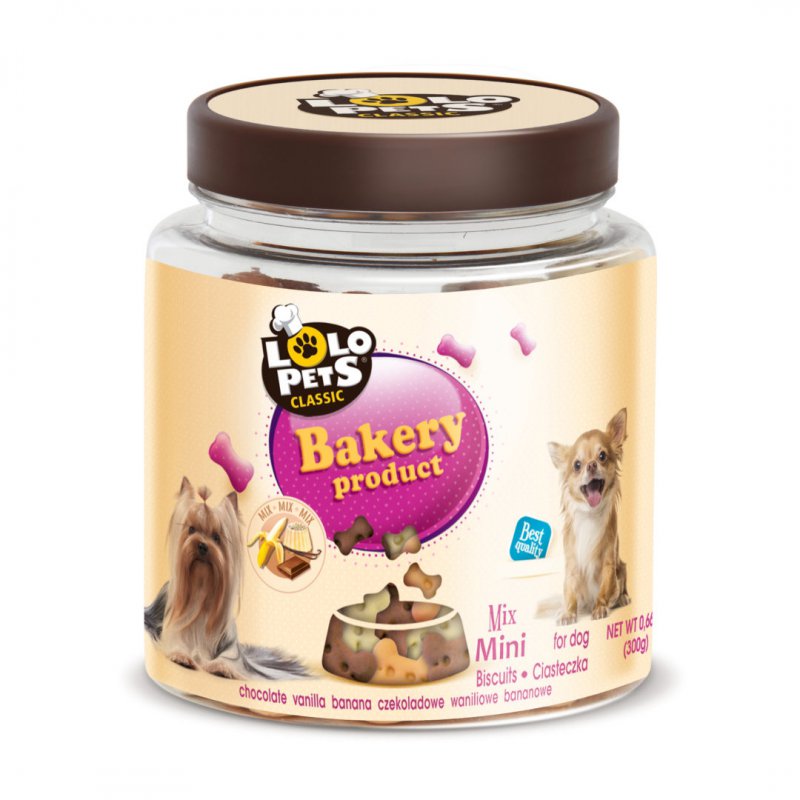 Lolo pets classic ciastka dla psa kości mix 300g - MINI