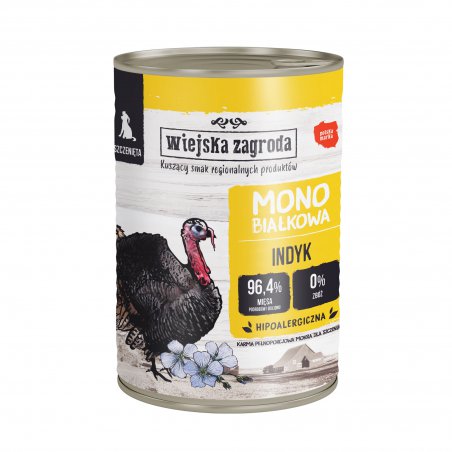 Wiejska Zagroda mokra karma mono dla szczeniąt indyk 400g