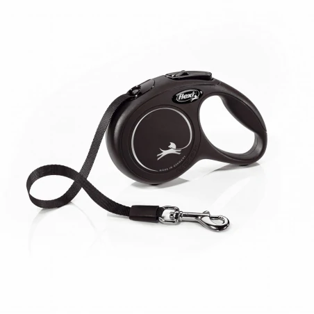 Flexi New Classic XS taśma 3m - smycz automatyczna, rozmiar XS - Czarny