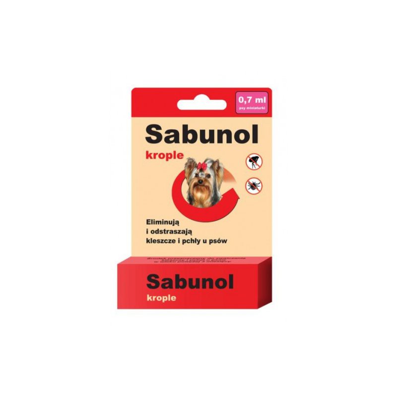 Sabunol 0,7 ml krople na pchły i kleszcze dla psów do 5 kg