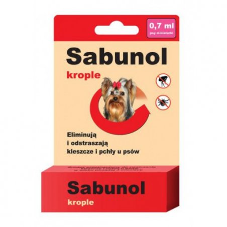 Sabunol 0,7 ml krople na pchły i kleszcze dla psów do 5 kg