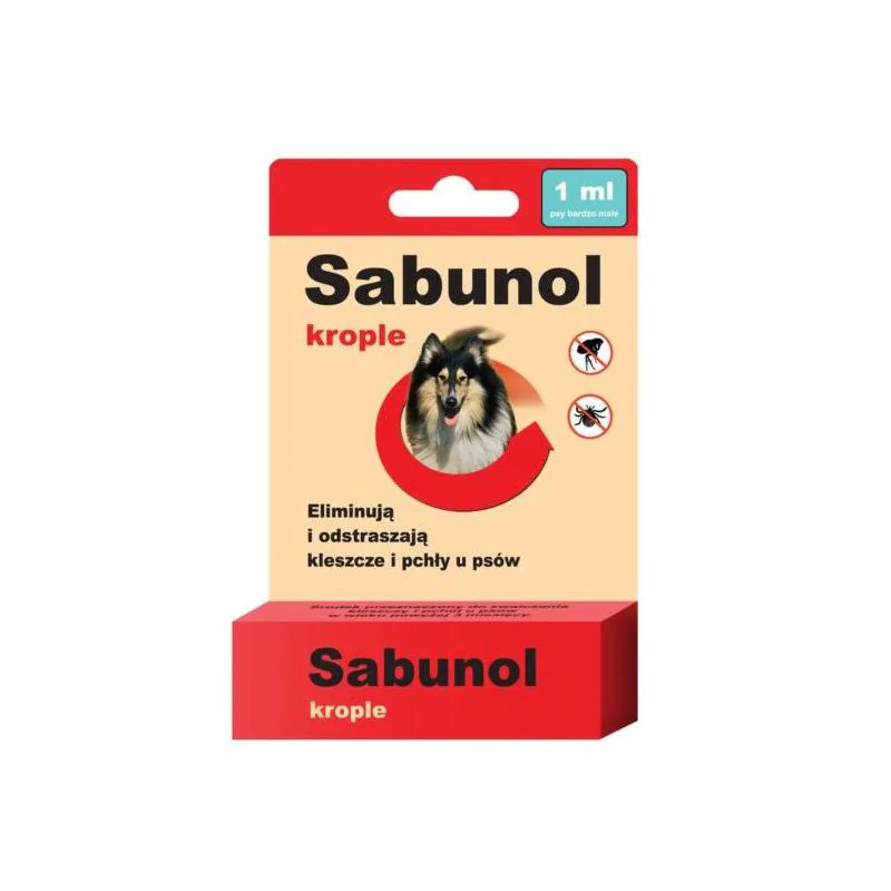 Sabunol 1 ml krople na pchły i kleszcze dla psów 5-10 kg