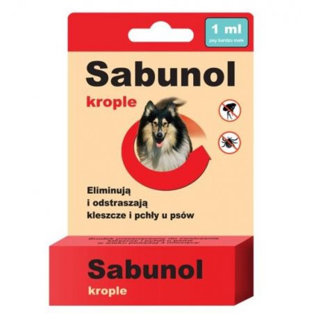 Sabunol 1 ml krople na pchły i kleszcze dla psów 5-10 kg