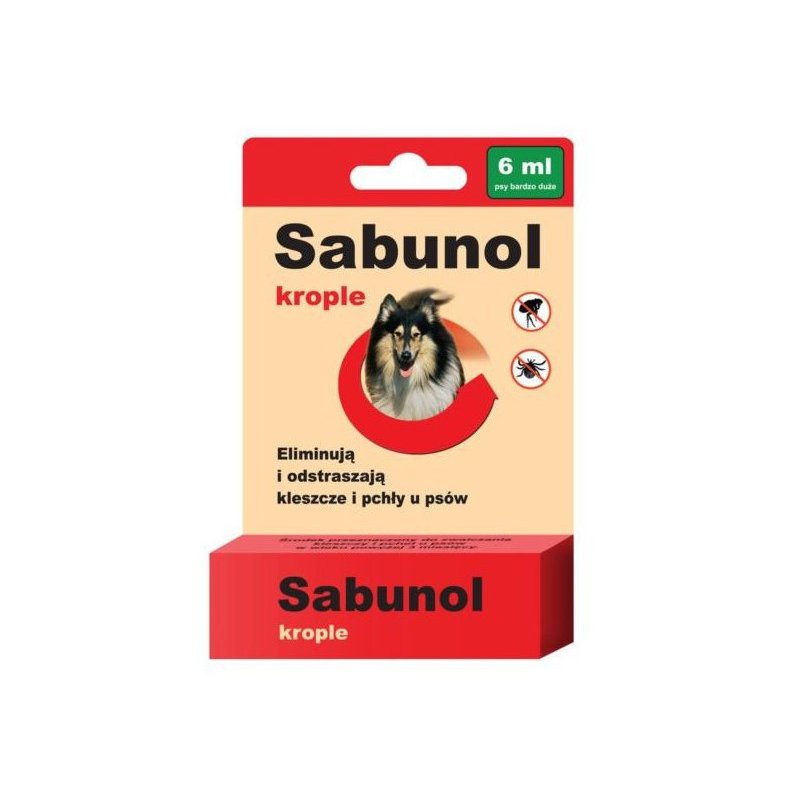 Sabunol 6 ml krople na pchły i kleszcze dla psów 40-60 kg