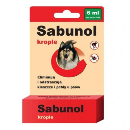 Sabunol 6 ml krople na pchły i kleszcze dla psów 40-60 kg