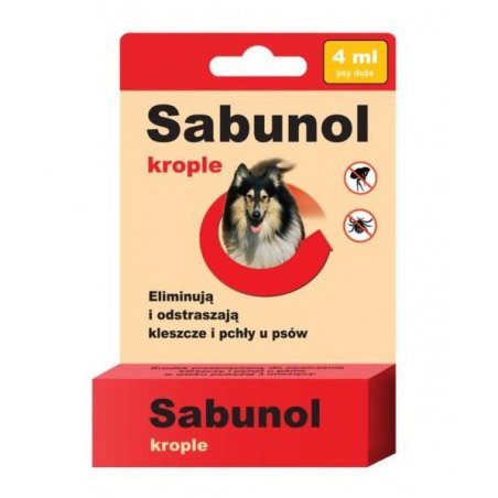 Sabunol 4 ml krople na pchły i kleszcze dla psów 20-40 kg