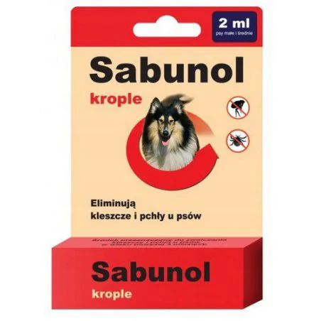Sabunol 2 ml krople na pchły i kleszcze dla psów 10-20 kg