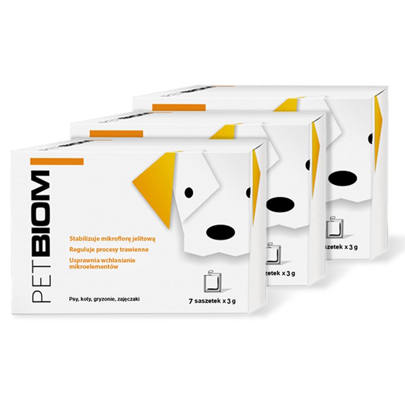 *ZESTAW 3 OPAKOWAŃ PETBIOM (21G) PROBIOTYK DLA PSA, KOTA
