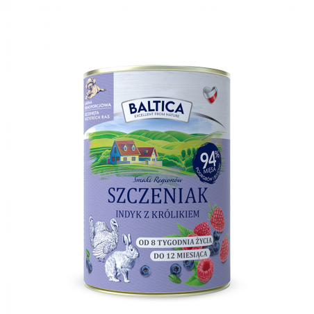 BALTICA KARMA MOKRA DLA SZCZNIĄT INDYK Z KRÓLIKIEM 400G