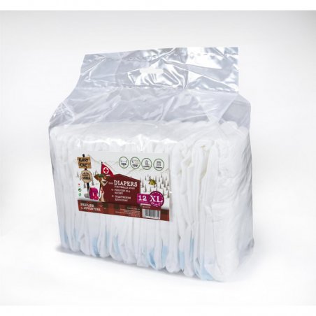 Pieluchy dla suczki rozmiar XL obwód pasa 38-56 cm - 12 szt.-3988