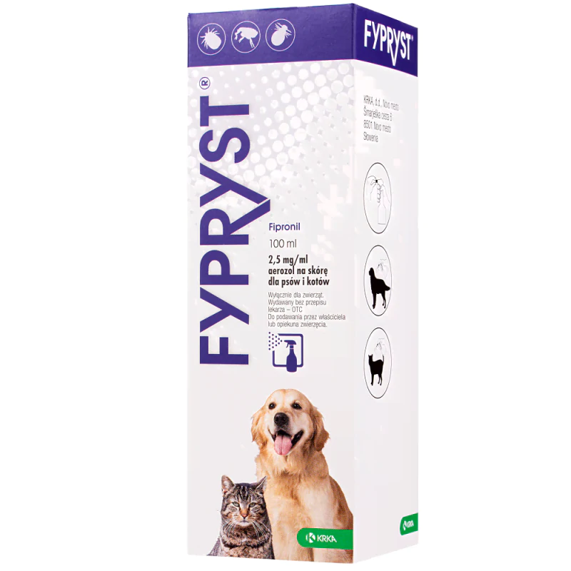 Fypryst 2,5mg/ml areozol na pchły i kleszcze pchle zapalenie skóry 100ml
