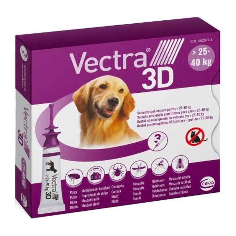 Ceva Vectra 3D 25-40 KG krople na pchły i kleszcze dla psa 3 x 1,6ml
