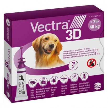Ceva Vectra 3D 25-40 KG krople na pchły i kleszcze dla psa 3 x 1,6ml