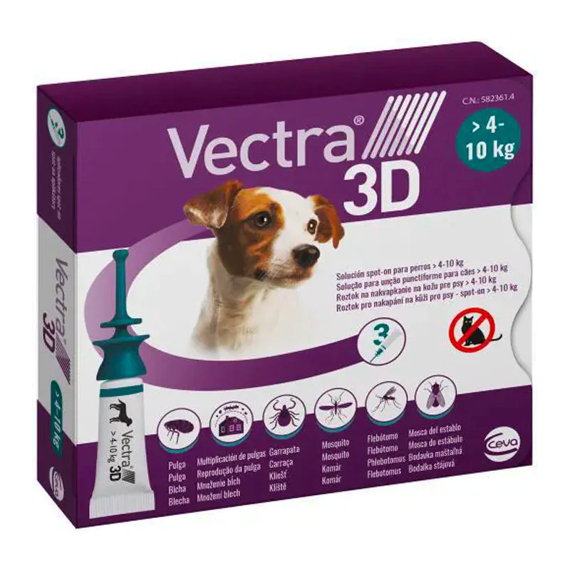 Ceva Vectra 3D 4-10 KG krople na pchły i kleszcze dla psa 3 x 1,6 ml