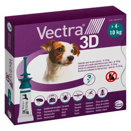 Ceva Vectra 3D 4-10 KG krople na pchły i kleszcze dla psa 3 x 1,6 ml