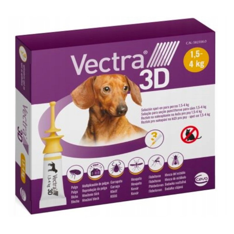 Ceva Vectra 3D 1,5-4 KG krople na pchły i kleszcze dla psów 3 x 1,6 ml