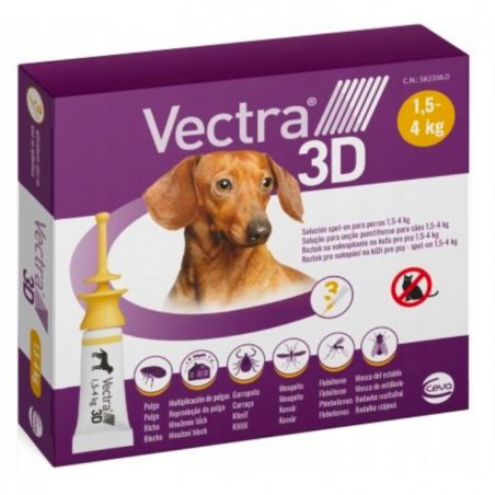 Ceva Vectra 3D 1,5-4 KG krople na pchły i kleszcze dla psów 3 x 1,6 ml