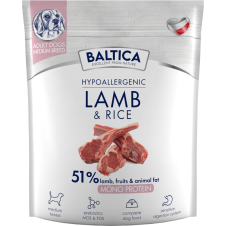 BALTICA HYPOALLERGENIC LAMB & RICE M 1KG KARMA SUCHA Z JAGNIĘCINĄ DLA PSÓW ŚREDNICH RAS