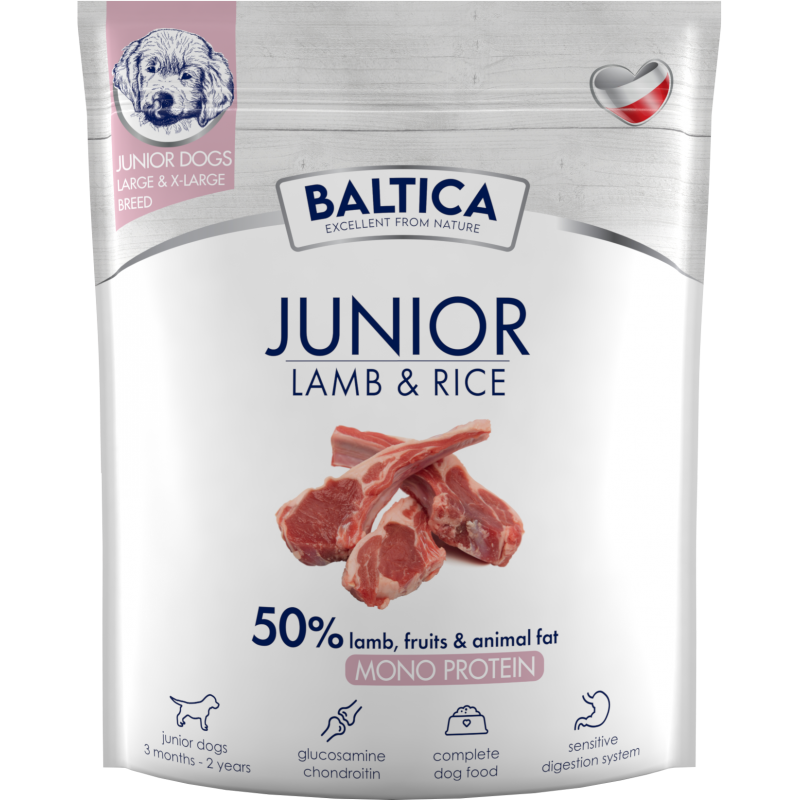 BALTICA HYPOALLERGENIC JUNIOR LAMB & RICE XL 1KG KARMA SUCHA DLA SZCZENIĄT DUŻYCH RAS