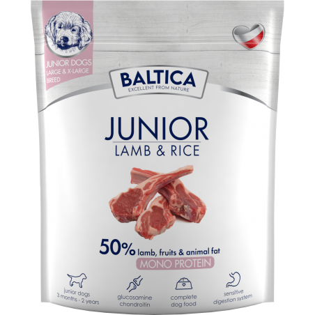 BALTICA HYPOALLERGENIC JUNIOR LAMB & RICE XL 1KG KARMA SUCHA DLA SZCZENIĄT DUŻYCH RAS