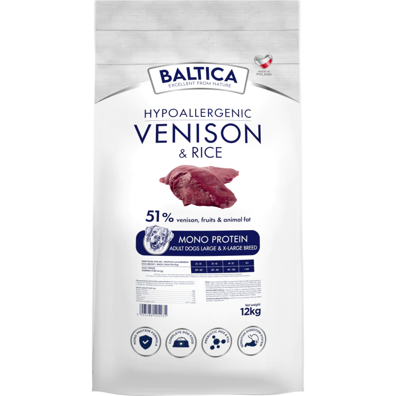 BALTICA HYPOALLERGENIC VENISON & RICE XL 12 KG DLA PSÓW DUŻYCH RAS