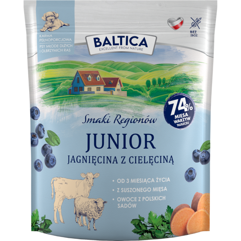 BALTICA JUNIOR JAGNIĘCINA Z CIELĘCINĄ 1 KG DLA SZCZENIĄT DUŻYCH RAS