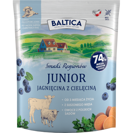 BALTICA JUNIOR JAGNIĘCINA Z CIELĘCINĄ 1 KG DLA SZCZENIĄT DUŻYCH RAS