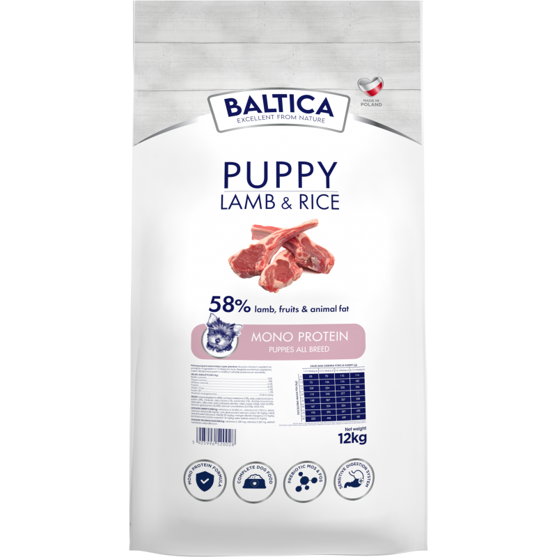 BALTICA HYPOALLERGENIC PUPPY LAMB & RICE 12 KG KARMA DLA SZCZENIĄT Z JAGNIĘCINĄ I RYŻEM