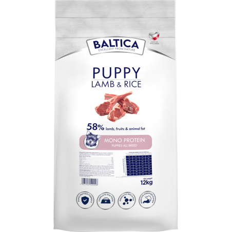 BALTICA HYPOALLERGENIC PUPPY LAMB & RICE 12 KG KARMA DLA SZCZENIĄT Z JAGNIĘCINĄ I RYŻEM