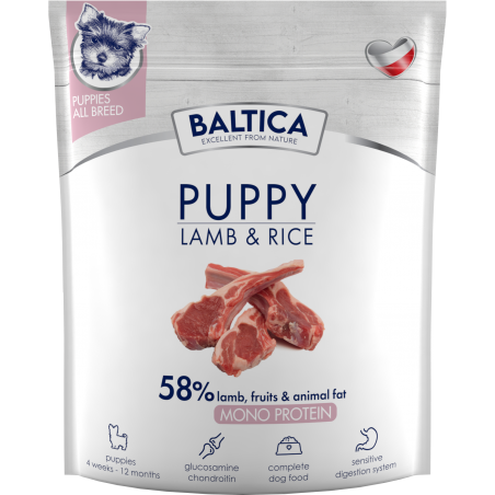 BALTICA HYPOALLERGENIC LAMB & RICE 1KG  KARMA DLA SZCZENIĄT Z JAGNIĘCINĄ
