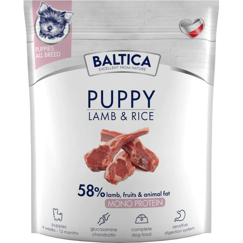 BALTICA HYPOALLERGENIC LAMB & RICE 1KG  KARMA DLA SZCZENIĄT Z JAGNIĘCINĄ