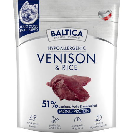 BALTICA HYPOALLERGENIC VENISON & RICE XS/S 1 KG KARMA SUCHA DLA PSÓW MAŁYCH RAS