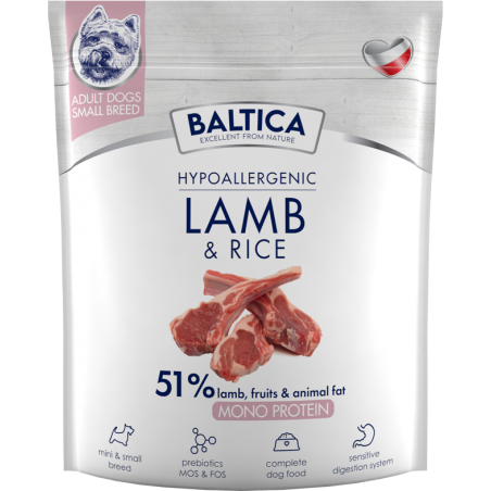 Karma z jagnięciną ryżem dla małych ras 1kg XS/S