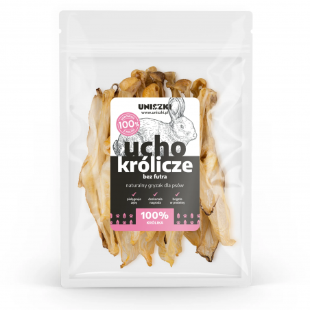 UNISZKI USZY KRÓLICZE BEZ FUTRA SUSZONE 20 SZT