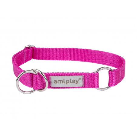 Amiplay Samba Obroża półzaciskowa M 25 – 40 x 2 cm różowa dla psa