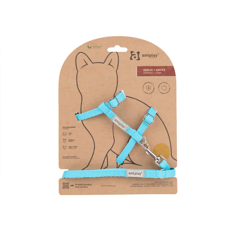Amiplay Samba Szelki i smycz dla kota rozmiar M turkusowe