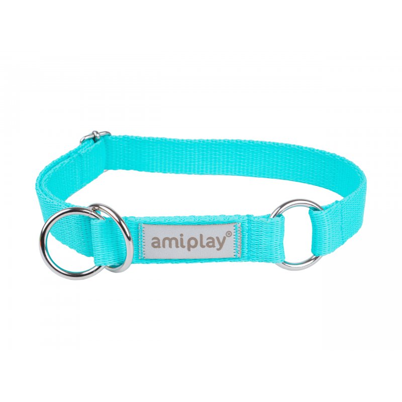 Amiplay Samba Obroża półzaciskowa M 25 – 40 x 2 cm turkusowa dla psa