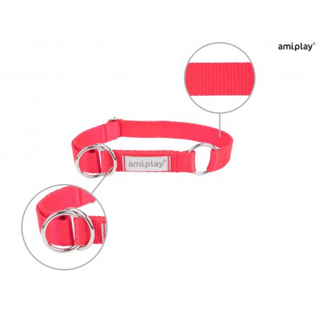 Amiplay Samba Obroża półzaciskowa L 35–50 cm x 2,5 cm czerwona dla psa-4871